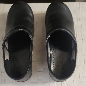Dansko Black Leather Mules